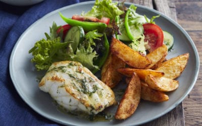Fish with Smoked Paprika and Parmesan Potato Wedges