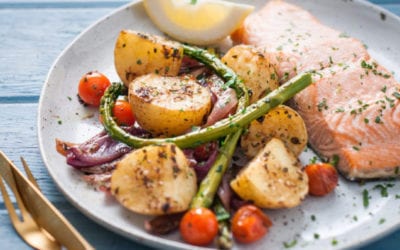 Roasted Spud Lite with Tray Baked Salmon