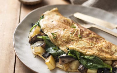 Potato, Mushroom, Spinach & Goats Cheese Omelette
