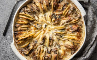 Potato, Mushroom & Garlic Bake