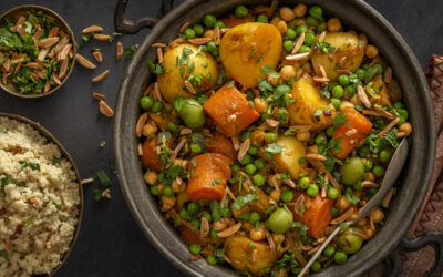 Potato, Preserved Lemon, Pea and Chickpea Tagine