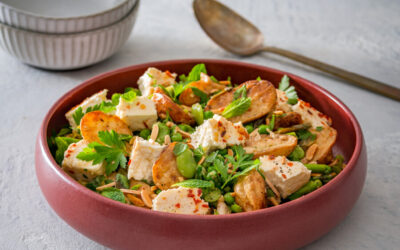 Warm Baked Feta and Spring Green Potato Salad