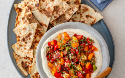 Potato Flatbreads with Whipped Feta & Tomato Dip
