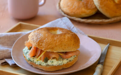 Potato Bagels With Cream Cheese, Smoked Salmon & Capers