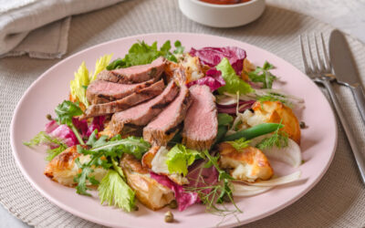LAMB WITH CRISPY SMASHED POTATO & QUINCE SALAD